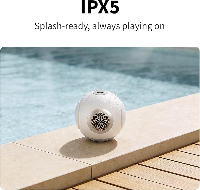 UB+ dBMiNi Waterproof Portable Bluetooth Speaker, 40W Peak Dual Subwoofers Deep Bass Wireless Speaker for Outdoor/Garage/Home/Office, IPX5 Rugged Travel Speaker (Pearl White)