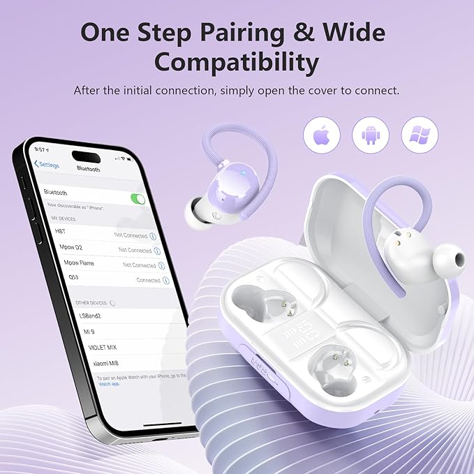 Wireless Earbuds, Bluetooth 5.4 Sport Headphones, 128H Playtime Over Ear Buds for Small Ear, Stereo Deep Bass, Sport Wireless Bluetooth Earphones, IPX7 Waterproof Running Headphones for iOS Android