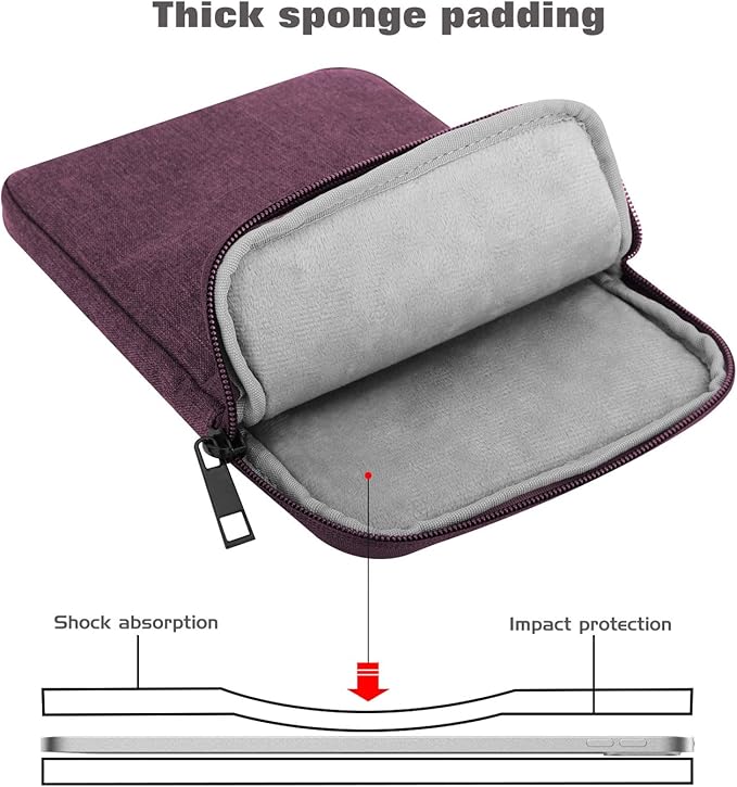 MoKo 13 Inch Tablet Sleeve Fits New 13inch iPad Air M4 2026, iPad Pro M5/M4/Air M3/M2 13", iPadPro 12.9", Galaxy Tab S8+/S9+ 12.4", Polyester Bag Fit with Apple Pencil or Smart Keyboard, Purple