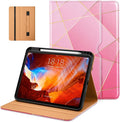 DTTO for iPad Pro 11 inch Case (M5/M4) 2025/2024, Premium Leather Business Folio Stand Cover with Pencil Holder - Auto Wake/Sleep and Multiple Viewing Angles, Abstract Polygons