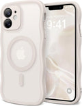 CAPRARO Cute for iPhone 11 Case, Compatible with MagSafe, [Curly Wave Edge] [Full Camera Protection] [14 FT Drop Protection] Magnetic Phone Case for 11 6.1 Inch, Stone
