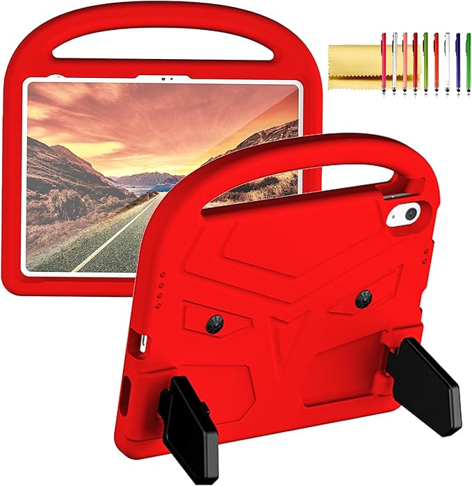 Dteck for iPad 10th Generation Case Kids 10.9 Inch 2022, Durable Lightweight Shockproof Protective Handle Stand EVA Foam Boys Girls Kids Proof Case for iPad 10th Generation 10.9 Inch 2022,Red