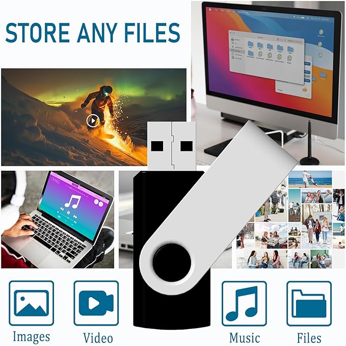 2GB USB Flash Drive 10 Pack JBOS 2 GB USB Drives Memory Stick Swivel 2G Thumb Drives Gig Stick USB2.0 Pen Drive for Date Storage, 2 Gig UBS Flash Drive, Zip Drive, Jump Drive, USB Stick, Mixed Color