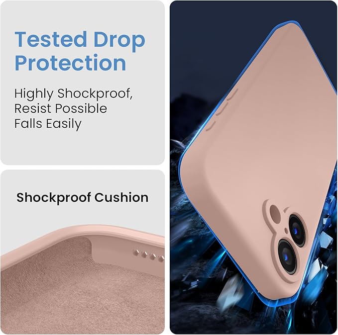 FireNova Designed for iPhone 16 Case, Silicone Upgraded [Camera Protection] Phone Case, Soft Anti-Scratch Microfiber Lining Inside, 6.1 inch, Pinksand