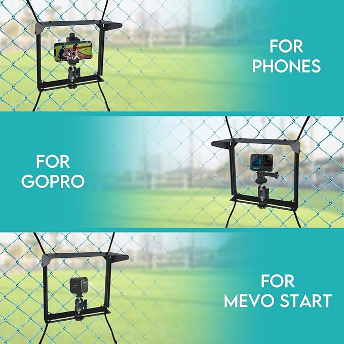 Phone Fence Mount with Shade, Gamechanger Mounting Kit for iPhone, GoPro, Mevo, Action Camera - Perfect for Recording Baseball, Softball, Tennis