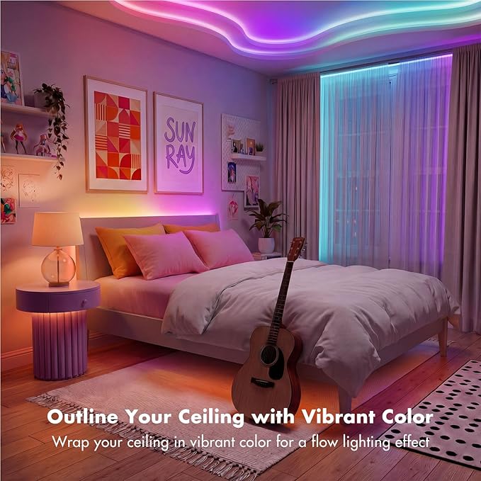 LED Lights for Bedroom, 166FT IC RGB LED Strip Lights, Color Changing, Multiple Colors Chasing Effects, APP & Remote Control, Timer Function, Music Sync Lights for Party, Home Decor
