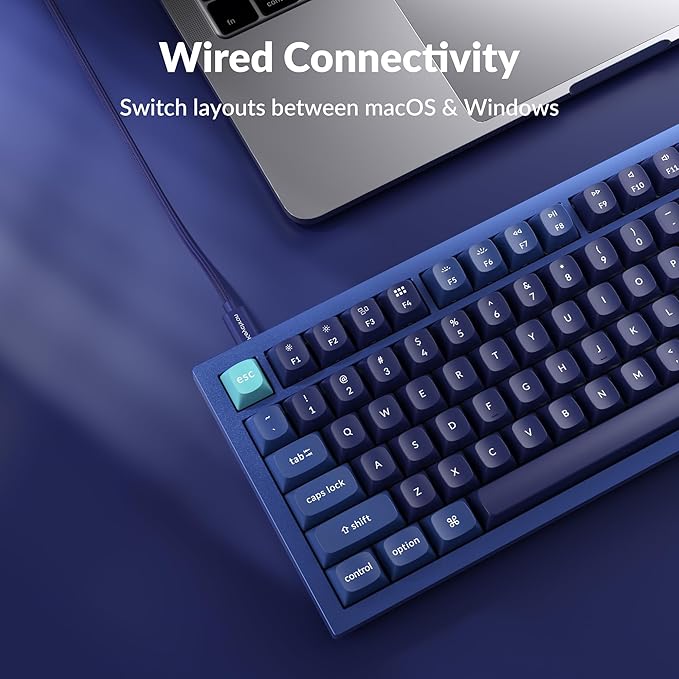 Keychron Q3 Wired Custom Mechanical Keyboard Knob Version, TKL Tenkeyless QMK/VIA Programmable Macro with Hot-swappable Gateron G Pro Red Switch Double Gasket Compatible with Mac Windows Linux (Blue)