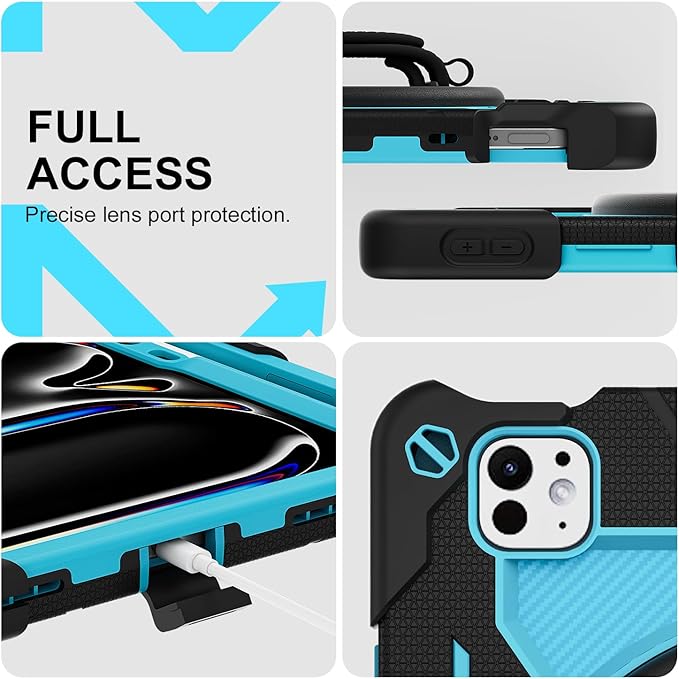 iPad Air 11 inch Case M2 2024 6th Gen, for iPad Air 5th/4th, Full-Body Shockproof Protective Cover with Screen Protector, Also for iPad Pro 11 inch Case 1st-4th Generation, Pencil Charge