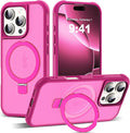 SKYLMW Compatible with iPhone 16 Pro Case with Invisible Magnetic O-Ring Stand Military-Grade Translucent Case for iPhone 16 Pro 6.3" [Compatible with Mag-Safe][Great Grip Feeling], Rose