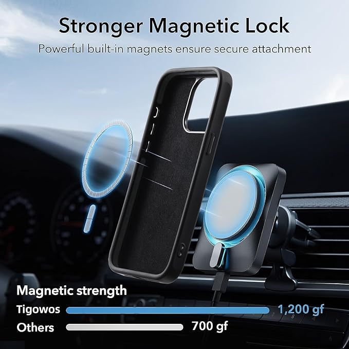 Tigowos Real Carbon Fiber for iPhone 15 Case, Fits magSafe Sturdy Protective Case for iPhone 15 Carbon Fiber Aramid Fiber with Military-Grade Drop Cover, Supports Wireless Charging, Black