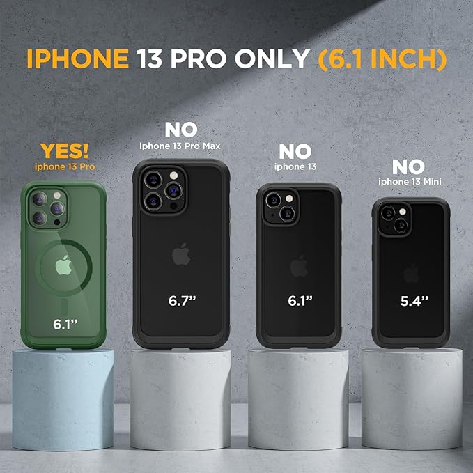 Miracase for iPhone 13 Pro Case 6.1",Full-Body Protection,Clear Bumper Case with Built-in 9H Tempered Glass Screen Protector,Military-Grade Drop Protection Outdoor Phone Case for iPhone 13 Pro,Green