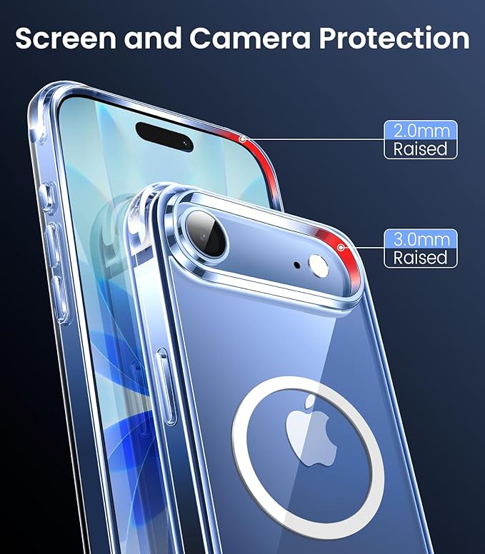 Mkeke Magnetic Designed for iPhone Air Case Clear, [Compatible with MagSafe] [Not Yellowing] [Military-Grade Drop Protection] Protective Case for iPhone 17 Air Case with Shockproof Bumper 2025