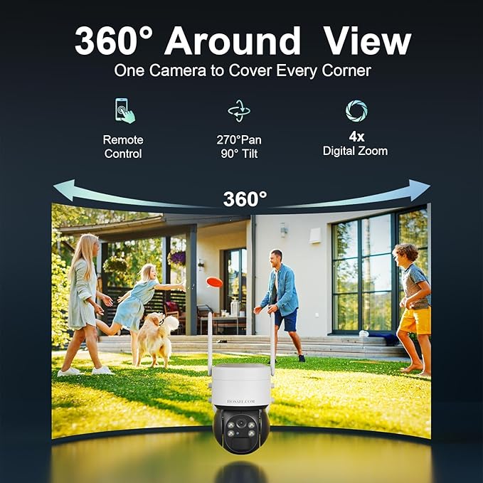 HOSAFE.COM Security Cameras Wireless Outdoor, Solar WiFi Cameras for Home Security, 2K Color Night Vision, AI Motion Detection, 2-Way Audio, IP66 Waterproof, SD/Free Cloud Storage (Need Apply)