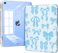 Slim Case for iPad 11th Generation A16 Chip 2025, iPad 10th Generation Case 10.9" 2022 with Pencil Holder, Protective Transparent Clear Back Cover, Trifold Stable Stand, Blue Bows