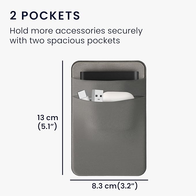 kwmobile Elastic Sleeve Compatible with SanDisk Portable SSD, Samsung T7, Crucial X8, HDD Case - Stretchy Elastane Adhesive External SSD Holder - 10x7cm & 8x7cm Pockets - Grey