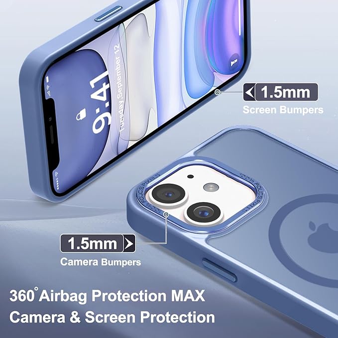 Newfuture Designed for iPhone 11 Case with Strong Magnetic [13 FT Military Drop Protection] [Compatible with Magsafe] Slim Translucent Matte Shockproof with Anti-Fingerprint Phone Case, Light Blue