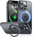 MAGIC JOHN 360° Rotatable Magnetic Invisible Stand for iPhone 14 Pro Case [Anti-Slip Grip] [Compatible with MagSafe] 16FT Shockproof for iPhone 14 Pro Case with Kickstand, Black