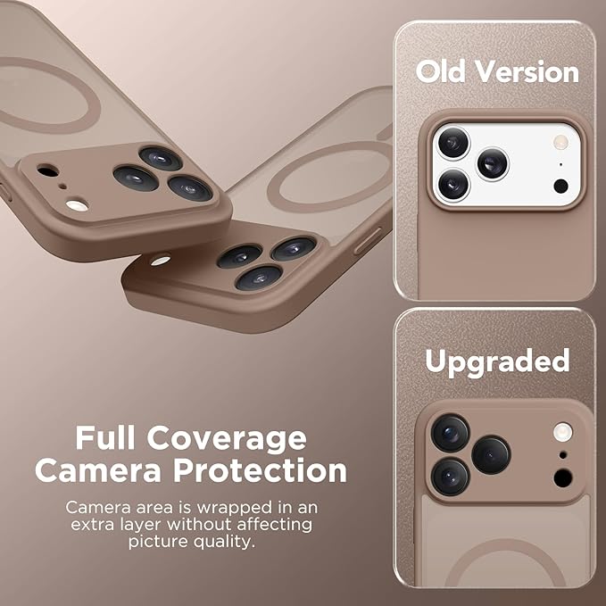 CAPRARO Magnetic for iPhone 17 Pro Case, Upgraded [Full Camera Protection] [Compatible with MagSafe] Protective Translucent Matte Women Girl Phone Case Cover, Withered Brown