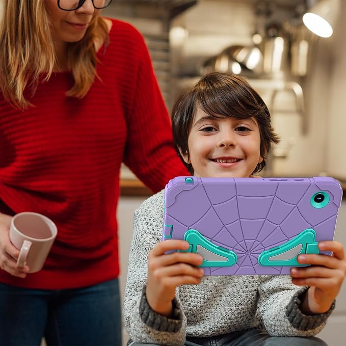 AKABEILA Compatible with Samsung Galaxy Tab A11 2025 8.7 inch Tablet Case，Lightweight Shockproof Rugged Protective Cover with Kickstand for Kids Children Boys Babies Purple Mint Green