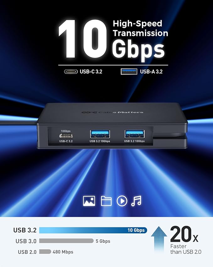 Cable Matters 8-in-1 Portable 40Gbps USB4 Hub (USB 4 Dock) Dual DisplayPort 4K@60Hz, Single DP 4K@240Hz/8K@60Hz, 100W PD, Gigabit Ethernet, Limited macOS Display Support, Thunderbolt 4 Compatible
