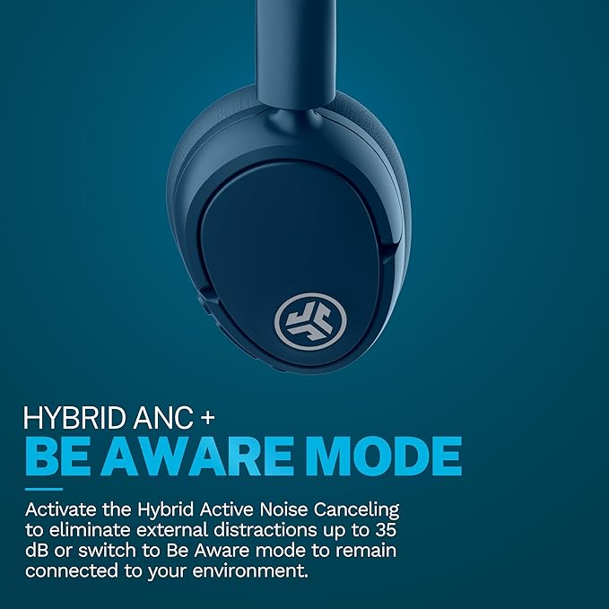 JLab JBuds Lux ANC, Over Ear Headphones, Active Noise Cancelling, Bluetooth, Limited Edition Navy