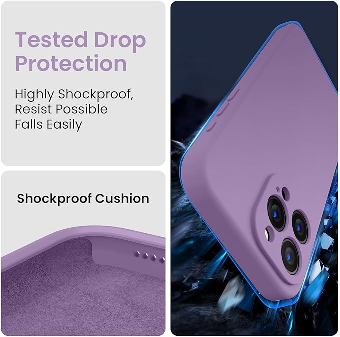 FireNova Designed for iPhone 15 Pro Max Case, Silicone Upgraded [Camera Protection] Phone Case, Soft Anti-Scratch Microfiber Lining Inside, 6.7 inch, Light Purple
