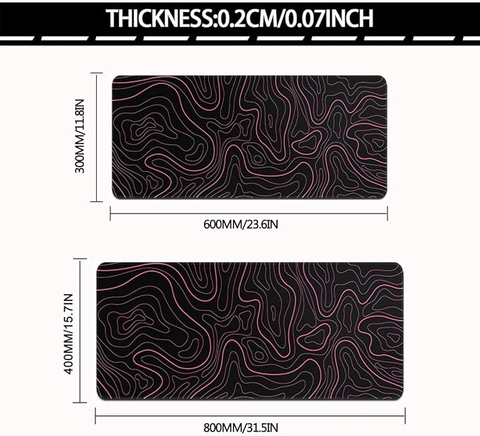 Rcege Large Mouse Pad for Desk - Gaming Mouse Pad with Stitched Edges, Anti-Slip Base for Keyboard and Mouse (Pink Line,23.6x11.8 inch)