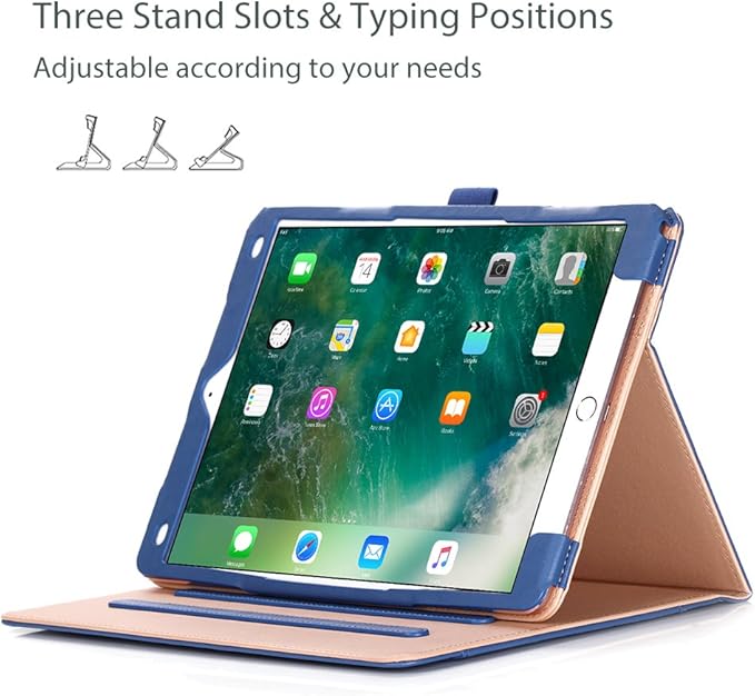 ProCase Case for iPad Air (3rd Gen) 10.5" 2019/iPad Pro 10.5" 2017, Vintage PU Leather Stand Folio Cover for iPad Air 3/iPad Pro 10.5-inch Multiple Viewing Angles with Pencil Holder -Navy
