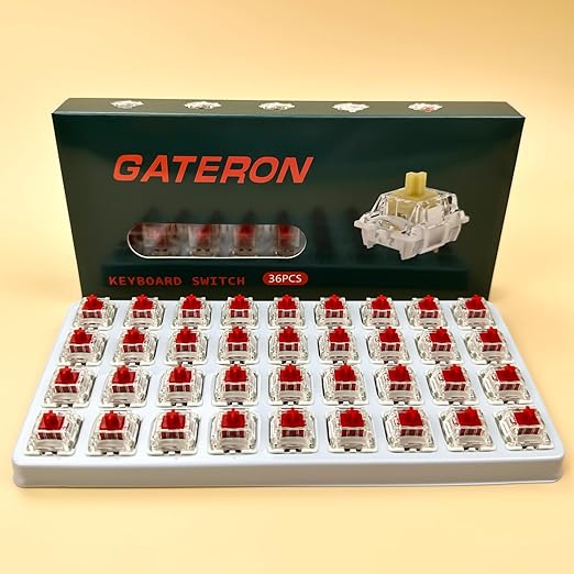 Zjmehty Gateron G Pro 3.0 Red Switches for Mechanical Keyboard,3-Pin 45gf Linear/Pre-Lubed/Pin-Enhanced Switches(36pcs,Red,3-Pin)