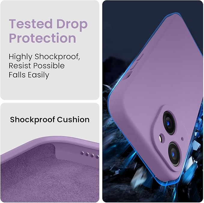 FireNova Designed for iPhone 15 Case, Silicone Upgraded [Camera Protection] Phone Case, Soft Anti-Scratch Microfiber Lining Inside, 6.1 inch, Light Purple