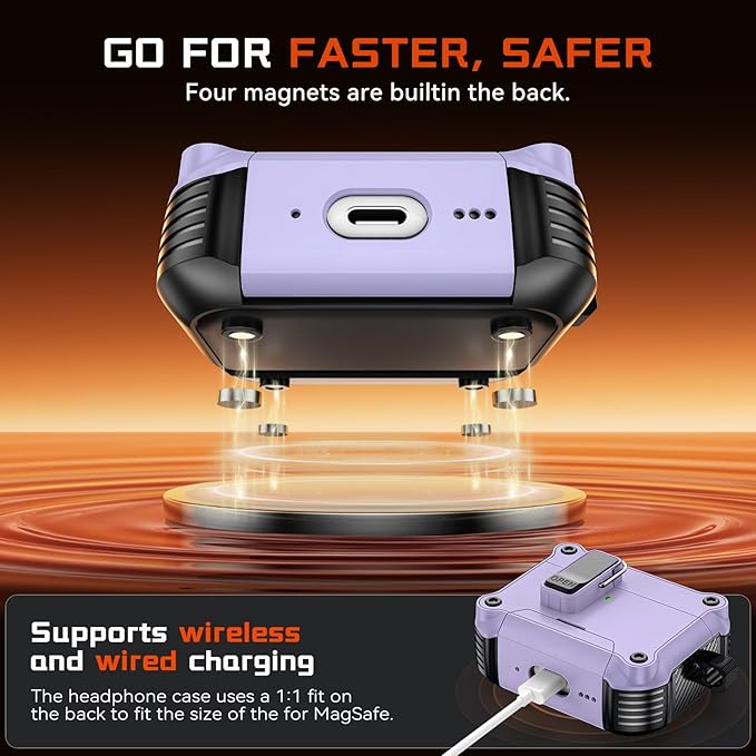 Inesore Compatible with AirPods Pro 3 Generation Case,Secure Lock & Phone Stand Design,Compatible with MagSafe,Automatic Snap Switch Secure Cover for New AirPods Pro 3rd (2025)-Purple