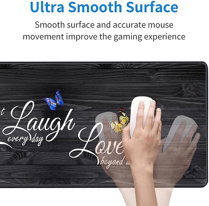 3 Piece Mouse Pad Set with Stitched Edge Large Anti-Slip Mouse Pad Desk Pad Keyboard Pad + Wrist Rest Pad + Coaster, Memory Foam Wrist Rest for Office/Home - Live Laugh Love