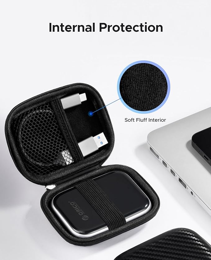 ORICO Portable Protection Case for External SSD Hard Drive, Travel Cable and Tiny Electronic Equipment, Water-Resistant Storage Bag with EVA Material (M2PH03)