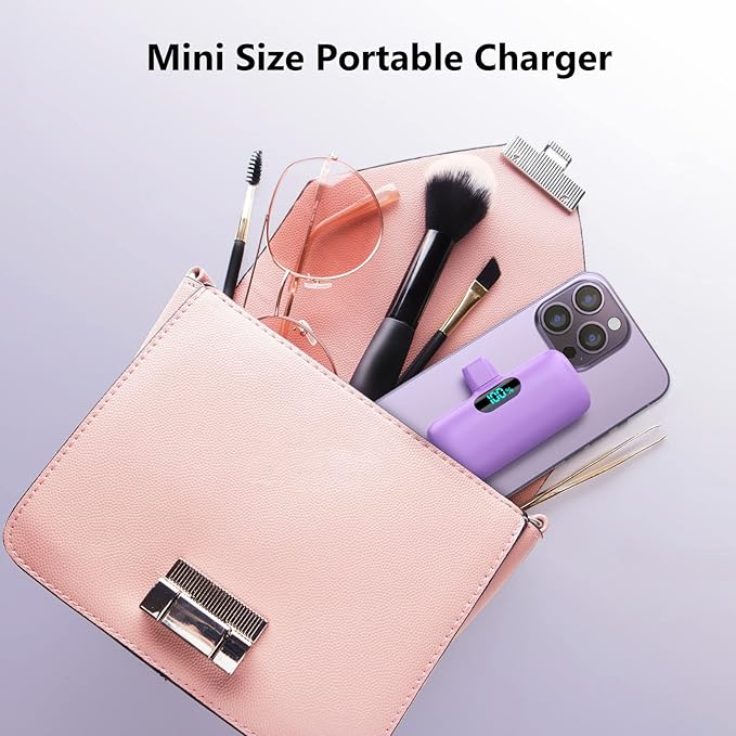 [2-Pack] Mini Portable Charger 5000mAh Power Bank,3A PD USB C Cell Phone Portable Power, LCD Display Battery Pack Compatible with iPhone 17/17 Air/16/16 pro/15/15 pro Max/Android/Samsung/Moto/LG etc