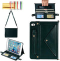 Handbag Case for iPad mini 5th/4th/3th/2th/1st Generation, Techcircle Folio Stand PU Leather Crossbody iPad mini Cover with Hand Strap, Multiple Card Slots Envelope Pocket Wallet Case, Midnight Green