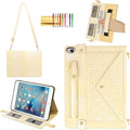 Shiny Case for iPad mini 5/4/3/2/1, Mini 7.9" Handbag Case, Techcircle Iridescent PU Leather Folio Envelope Pocket Stand Cover with Hand Strap+Shoulder Strap+Pencil Holder+Card Slots, Shiny Yellow