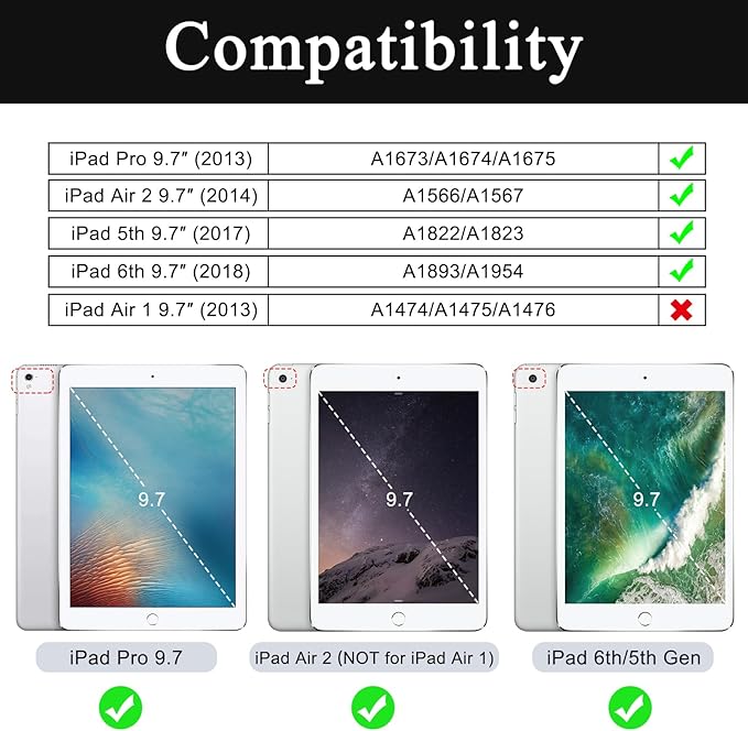 Soke Case for iPad 6th/5th Generation 9.7 Inch 2018/2017,with Built-in Screen Protector and Kickstand, Rugged Full-Body Heavy Duty Protective Cover for Apple iPad Air 2 /Pro 9.7 - Calke Green