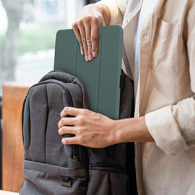 Case for iPad Pro 12.9 Inch Case 6th/5th/4th/3rd Generation with Pencil Holder, Smart Stand Cover with Soft TPU Back for iPad 12.9 Pro Case (2022/2021/2020/2018), Auto Sleep/Wake, Dark Green