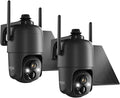 Dzees Security Cameras Wireless Outdoor, 2K Pan/Tilt 360° View Solar/Battery Powered WiFi Cameras for Home Security with AI Motion Detection,Color Night Vision, 2-Way Audio, SD/Cloud Storage 2 Pack