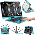 TSQQST Clear Wireless Keyboard Case for iPad Pro 11 Inch (M5/M4) 2025/2024 with Pencil Holder & Multi-Touch Trackpad, Visible PCB, 3-Brightness & 7-Color Backlight, 360° Rotating Stand, Blue