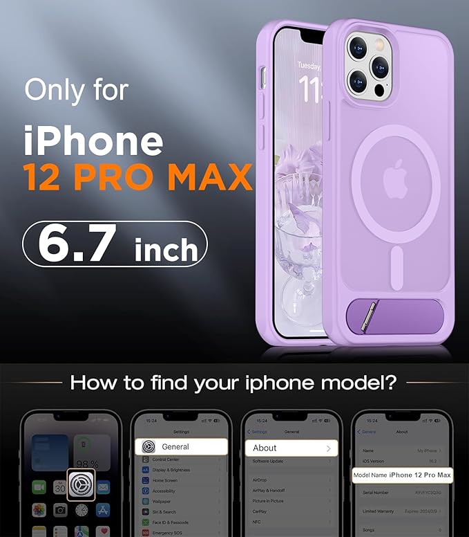 Magnetic Compatible with iPhone 12 Pro Max Case, [Built-in Invisible Kickstand][Compatible with MagSafe][Military Grade Shockproof] Slim Translucent Matte Phone Case for iPhone 12 Pro Max 6.7"