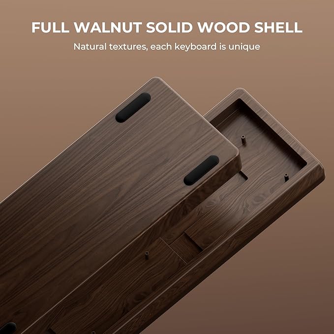 XVX MU68 FujiWave Mechanical Keyboard with Solid Wood Shell, 65% 68-Key Hot-Swap Keyboard with Pre-lubed Linear Switches, PBT 5-Side Dye-Sub MOA Keycaps, Tri-Mode Gasket Mount for Mac & Windows