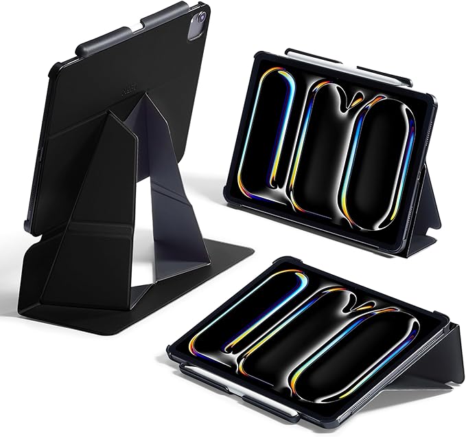 MOFT Folio Case for iPad Pro 12.9" (3~6 gen.) with Detachable Pencil Holder, Protective & Lightweight, Durable MOVAS Material and Comfortable Touch for Browsing, Drawing & Studying,Jet Black