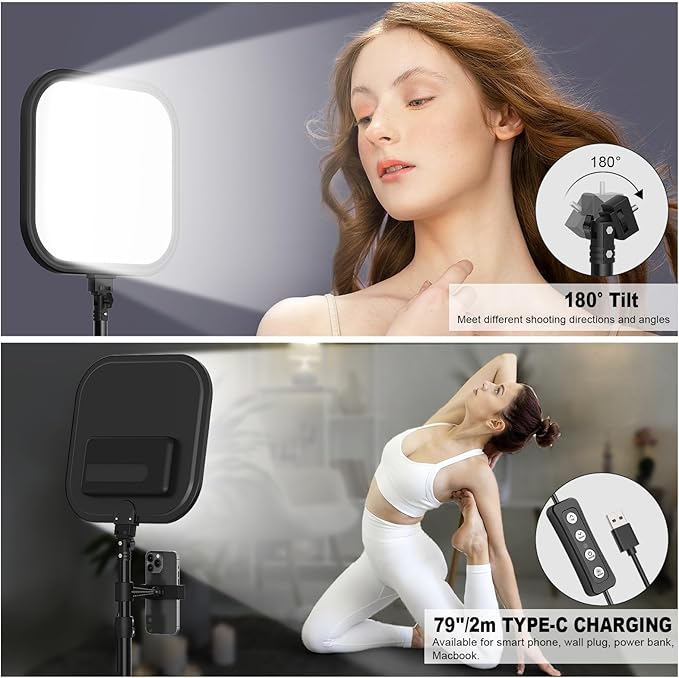 ALTSON 3 Pack LED Video Panel Light, 2500-8500K Dimmable Studio Lights with Tripod Stand & Phone Holder, 78" Photography Lighting Kit for Video Recording, Game Streaming, Photography, Tiktok, YouTube