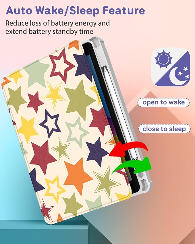 Uppuppy for iPad Air 11 inch Case(Air M4 2026, 8th Gen/M3 2025/M2)/Air 5th/4th Gen 10.9", for iPad Pro 11 inch Case(4th/3rd/2nd/1st Gen) - 360 Rotating Smart Folio Cover with Pencil Holder, Stars