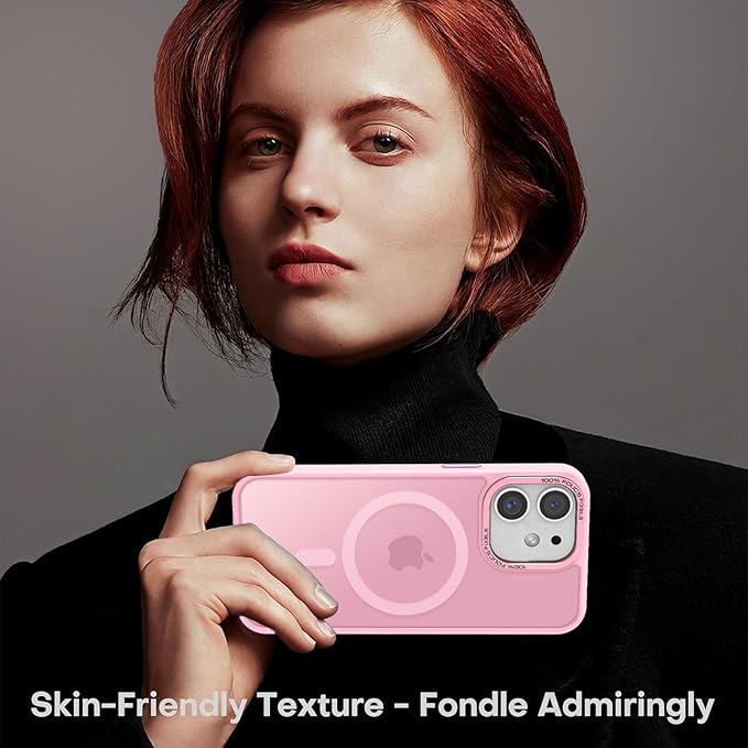 Newfuture Designed for iPhone 12 Case/iPhone 12 Pro Case with Magnetic [13 FT Military Drop Protection] [Compatible with Magsafe] Translucent Shockproof with Anti-Fingerprint Phone Case, Chalk Pink