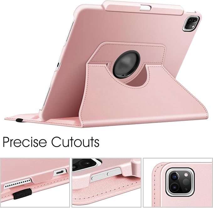 Fintie Rotating Case for iPad Pro 12.9-inch 6th Generation 2022-360 Degree Swiveling Protective Cover with Pencil Holder, Auto Sleep/Wake, Also Fit iPad Pro 12.9" 5th/4th/3rd Gen, Rose Gold