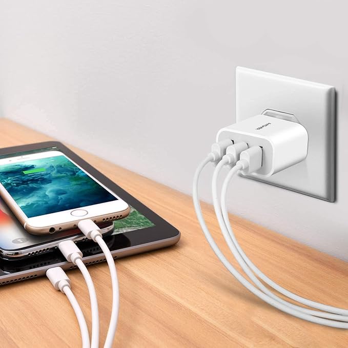 USB Wall Charger, Amoner 2Pack 15W 3-Port USB Charger Block iPhone Cube Charging Blocks for iPhone 14/13/12/11/X/XR/X/8/7/6, Galaxy, Android Phones and More