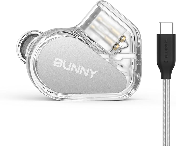 Bunny Gaming Earphones with Single Dynamic Dual-Chamber Driver, Wired Earbuds IEM, 1DD 0.78 2pin Monitor with Bass Boot Maze Cavity, Entry-Level HiFi in-Ear Headphones with Mic - USB Type C