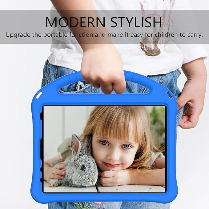 Shockproof Case for Apple iPad A16 11 Inch 2025 11th Gen/iPad 10th Generation 2025 10.9", with Shoulder Strap Soft EVA Handle Design Foldable Kickstand Kids Friendly Cover for Girls Boys, Blue